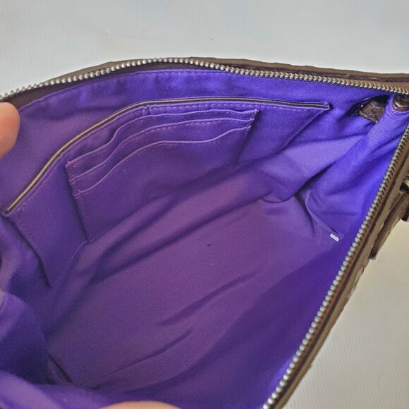 Coach Vintage Large Borough Python Embossed Leather Wristlet Clutch Zip Preppy - Picture 8 of 12